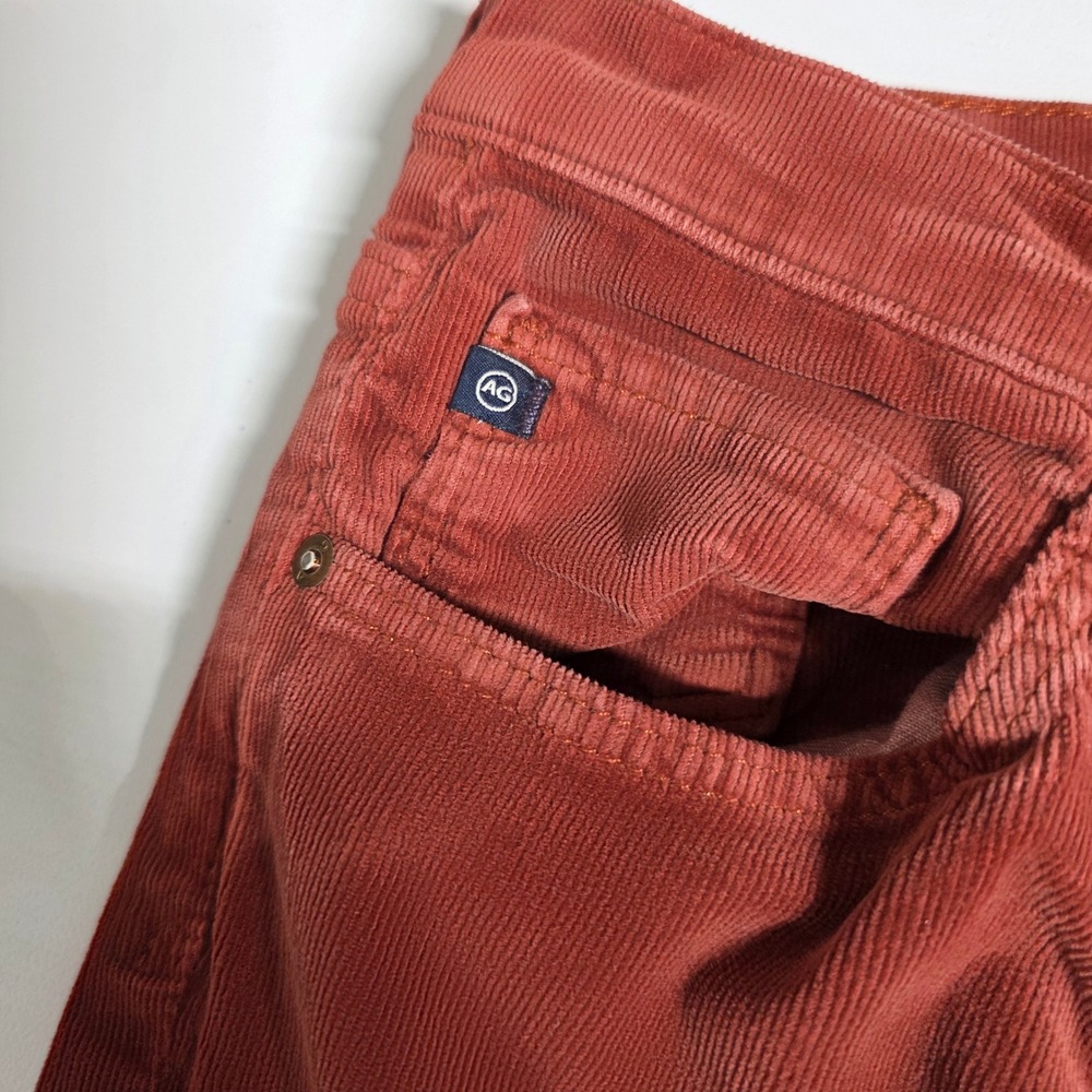AG Adriano Goldschmied The Stevie Slim Straight Corduroy Pants Rust Orange 30R - Picture 12 of 13